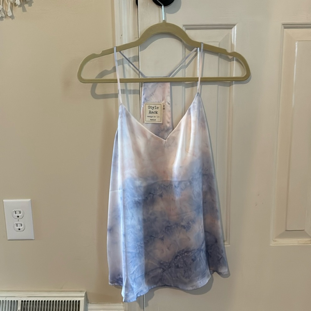 Style Rack Pink/Purple Satin Tie dye tank top